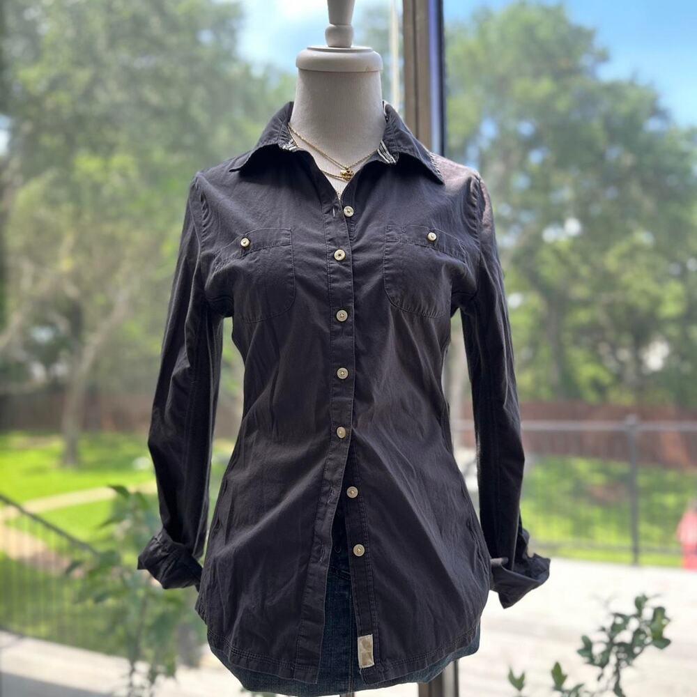 Y2K Converse Grey Collared Button Up Polo M